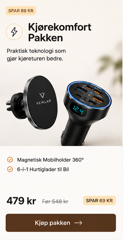 Mobilholder og hurtiglader i Kjørekomfort-pakken fra Bilovo